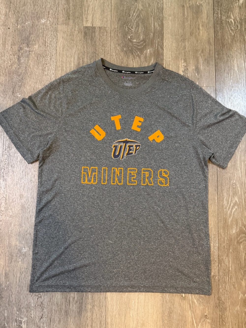 Champion Gray UTEP Miners Short Sleeve Crew Tee with Orange Logo